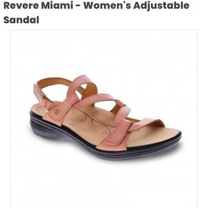 New Revere Orthotic MIAMI 3 STRAP LEATHER SANDALS Peach